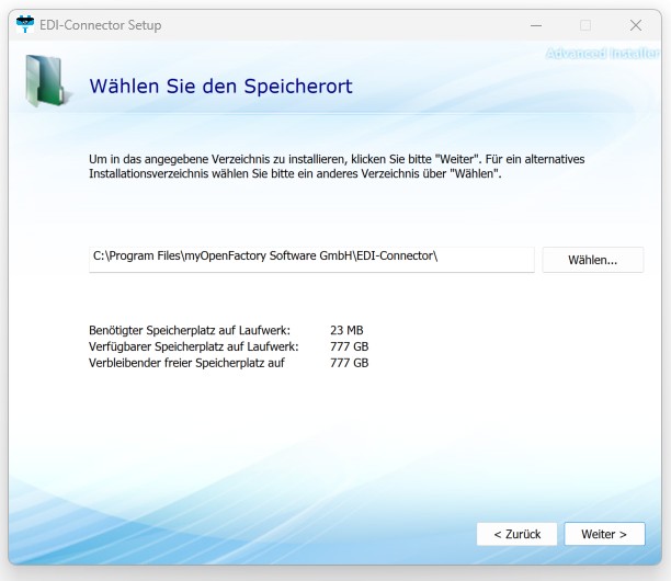 Installationsverzeichnis des EDI-Connectors