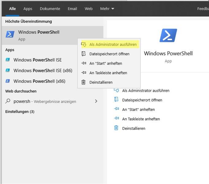 Powershell-aufrufen