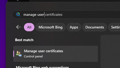 user certificates