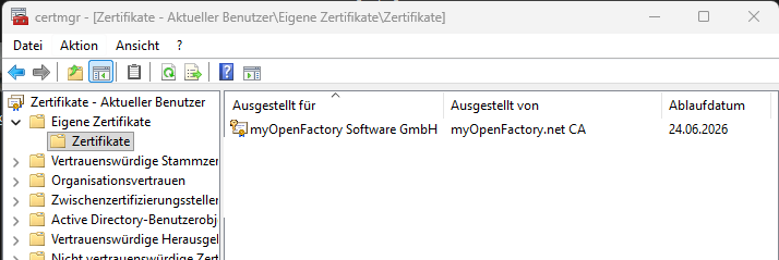 Eigene Zertifikate